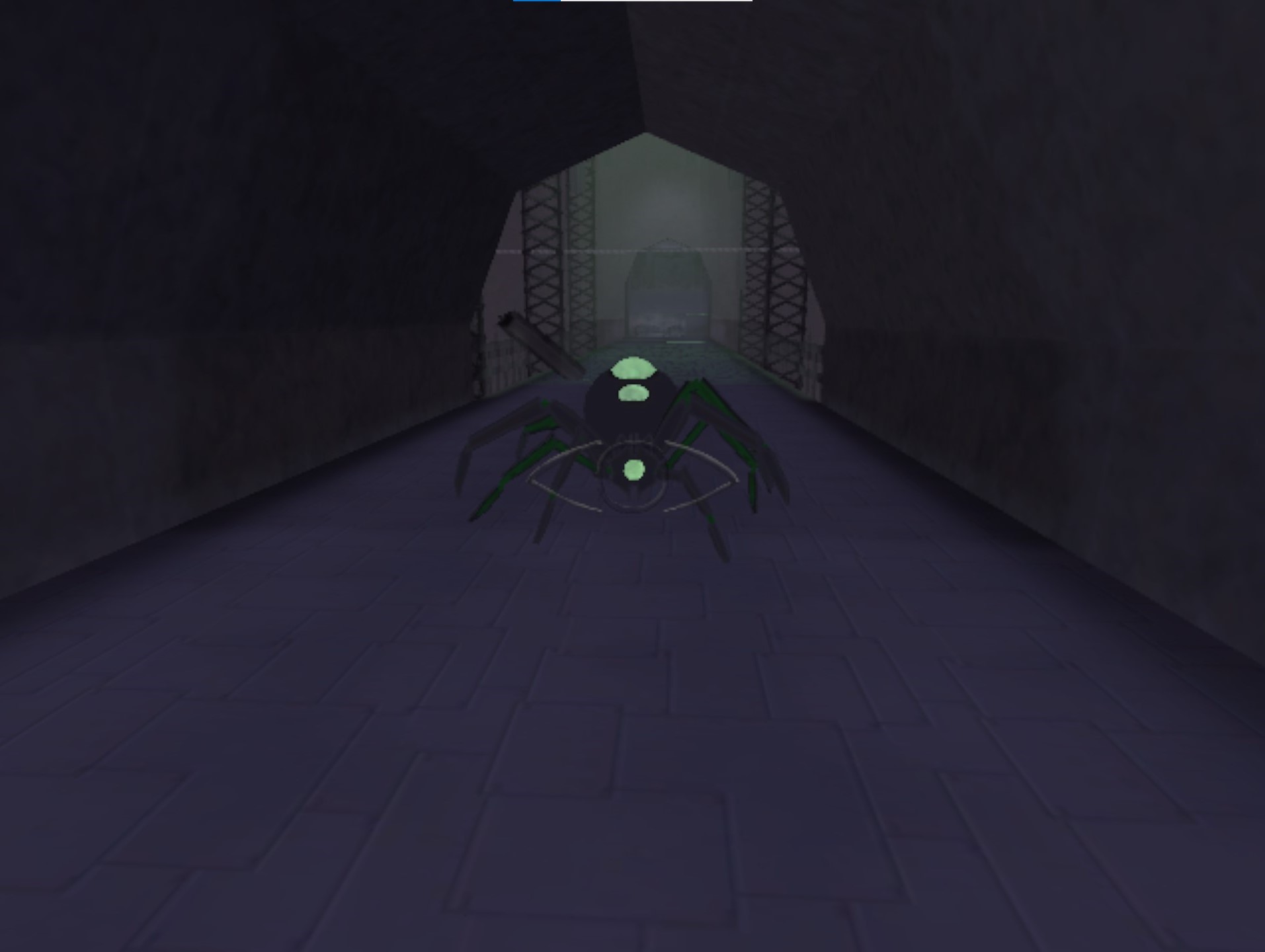 A spider enemy chases down the player