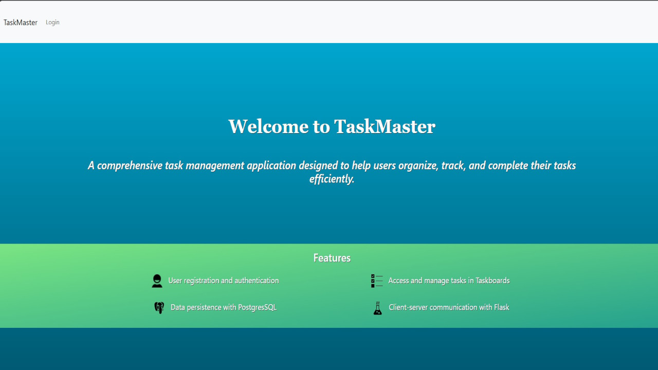 TaskMaster home page