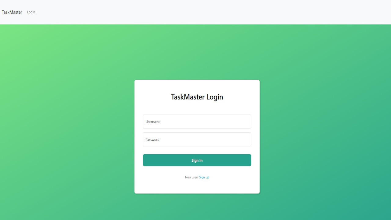 TaskMaster log-in page